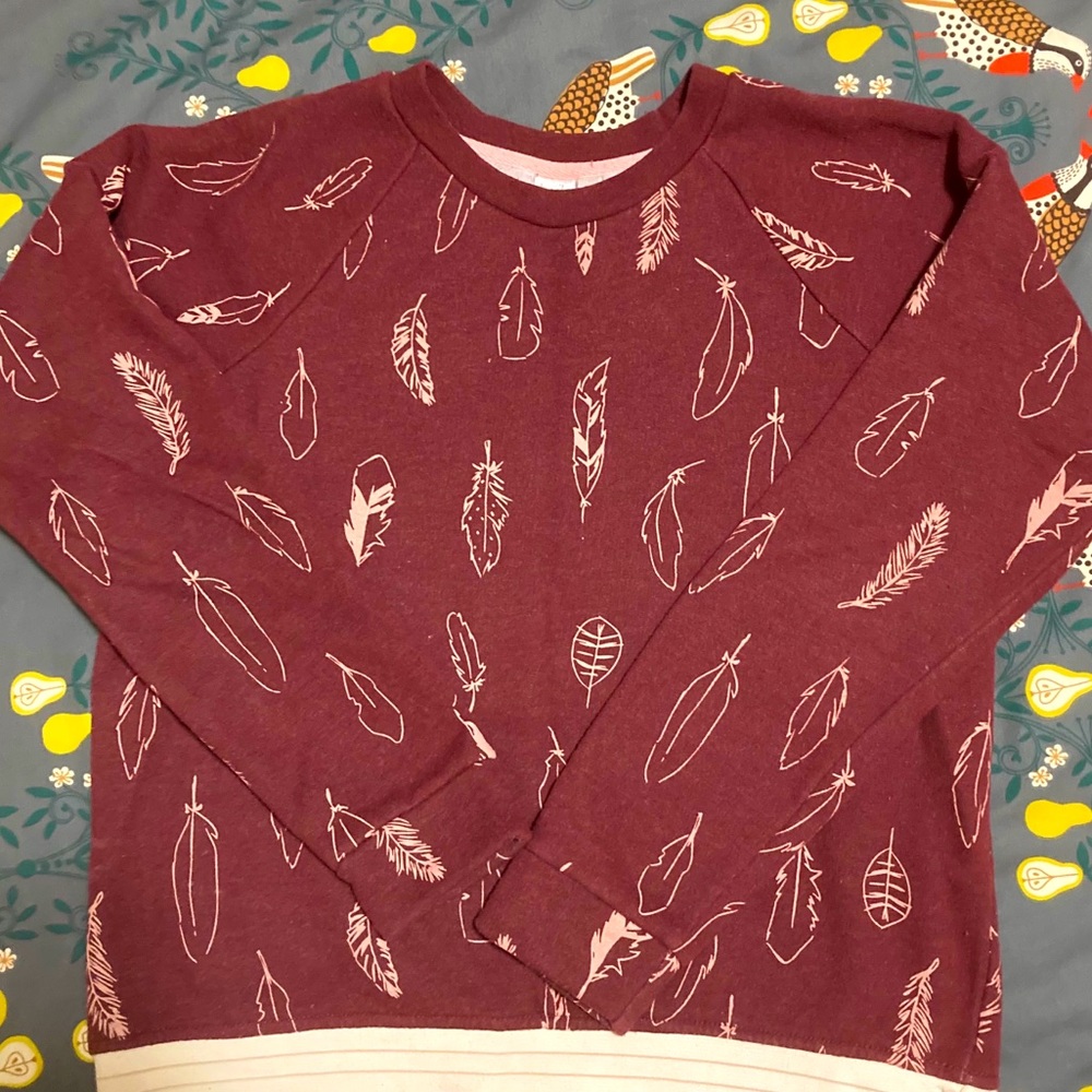 Burgundy sweater with print
